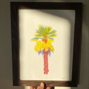 Palm tree print with rustic frame